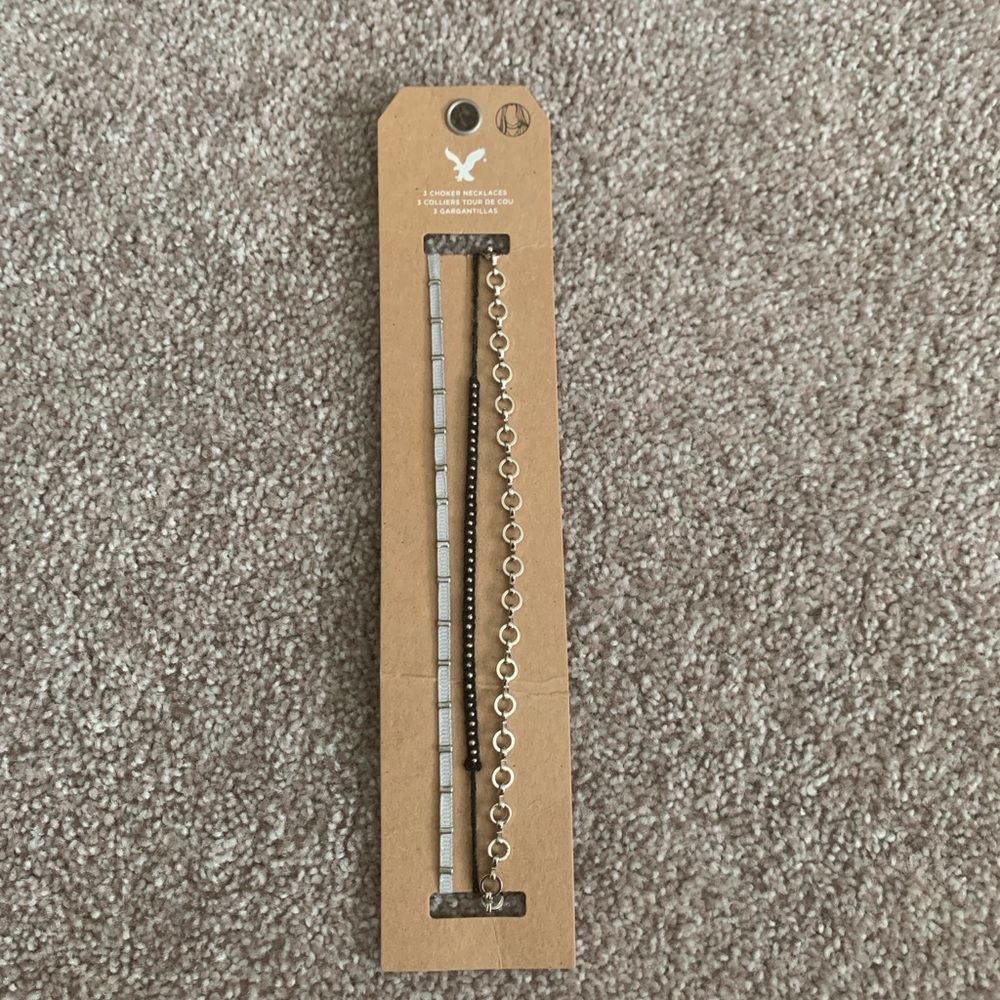 American Eagle Silver, Light Blue and Black Choker Set